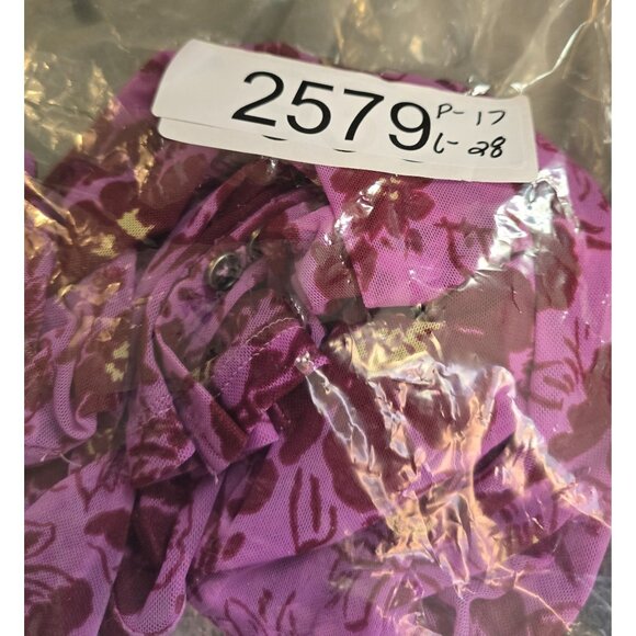 Free People Sheer Ruched Button Down Purple Floral Mesh Blouse coquette colorful - Picture 7 of 7